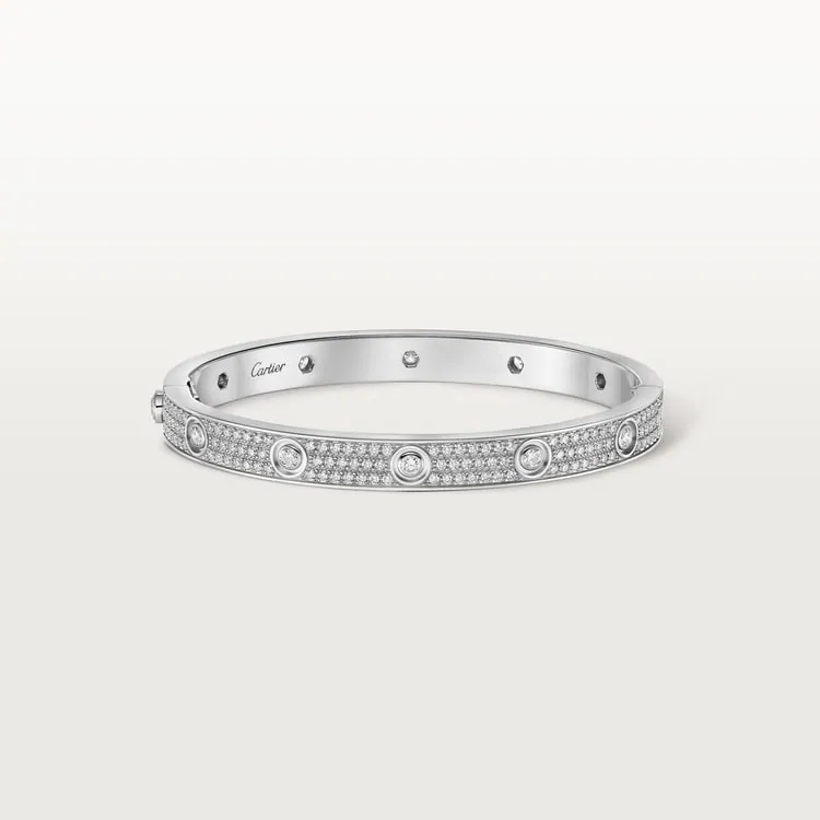 Cartier Inspired LOVE bracelet, classic model, 10 diamonds, paved