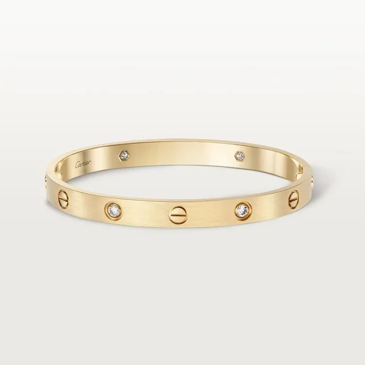 Cartier Inspired LOVE bracelet, classic model, brushed, 4 diamonds