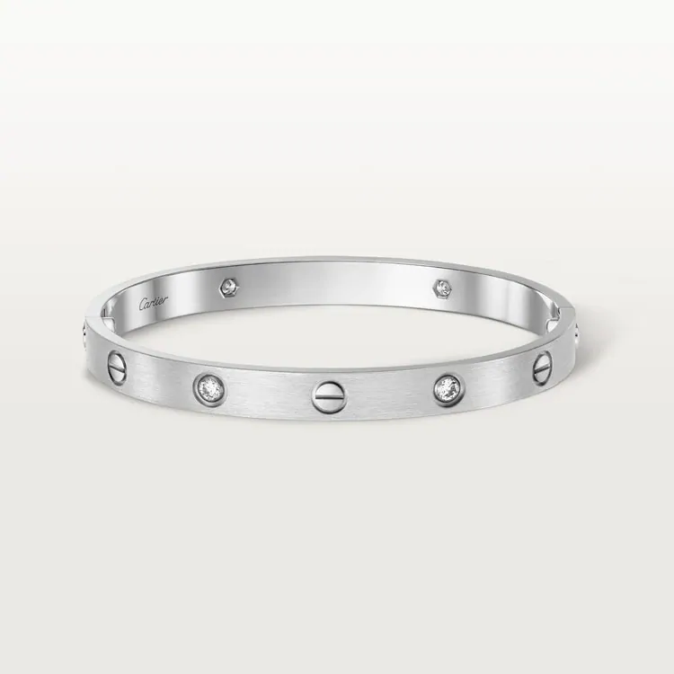 Cartier Inspired LOVE bracelet, classic model, brushed, 4 diamonds