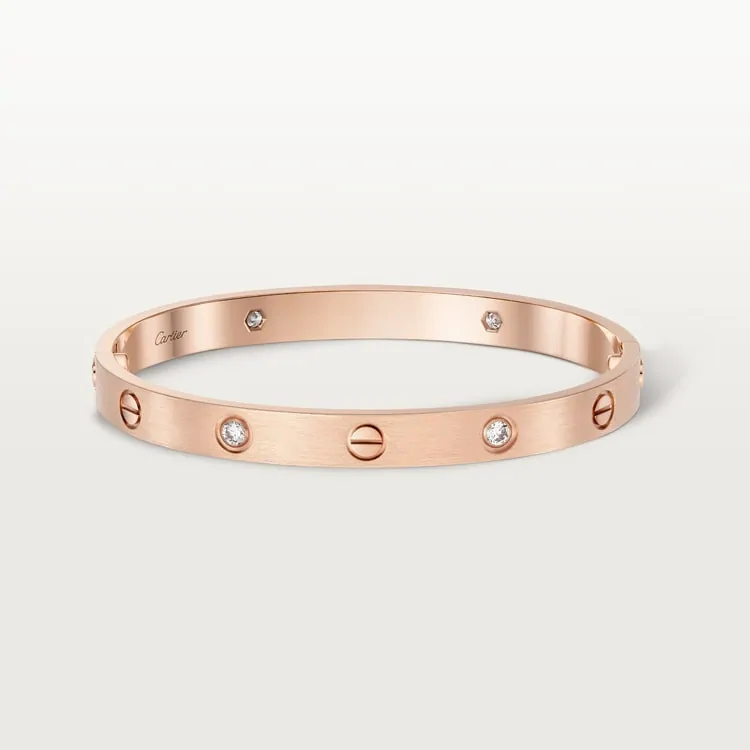Cartier Inspired LOVE bracelet, classic model, brushed, 4 diamonds