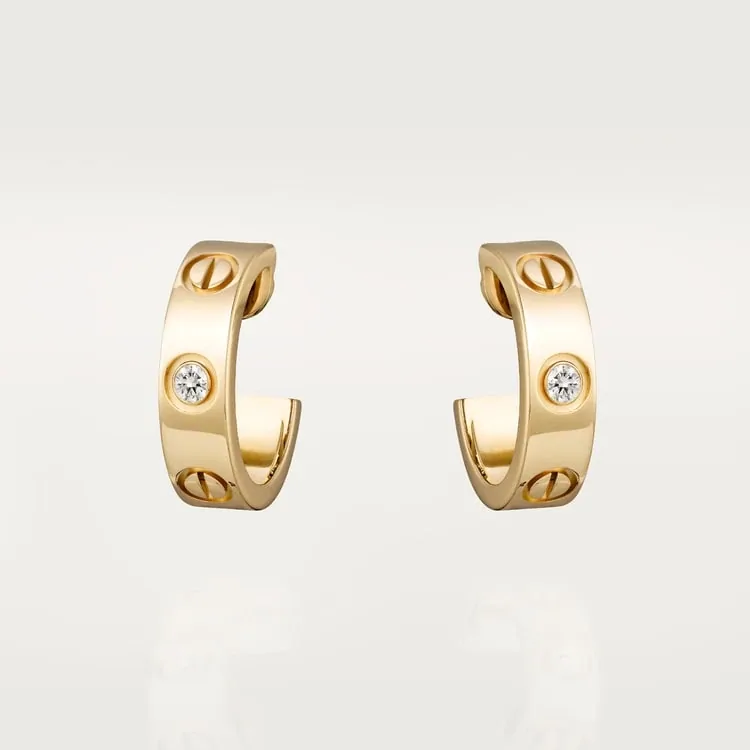 Cartier Inspired LOVE earrings, 2 diamonds