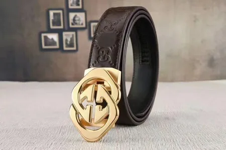 Gucci 34mm Leather Belt GG0804 Brown HY17077dX32