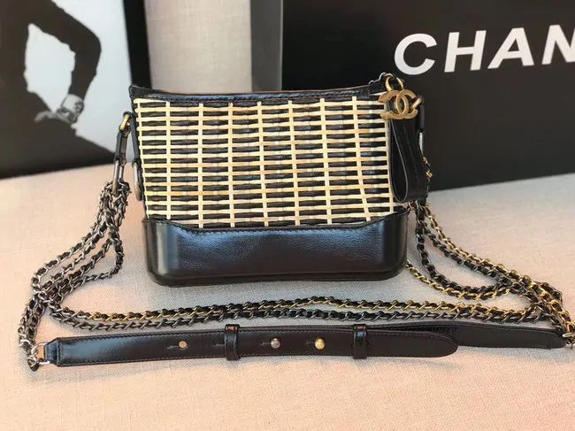 Replica Chanel gabrielle small hobo bag A91810 Cane black HY12728zR45