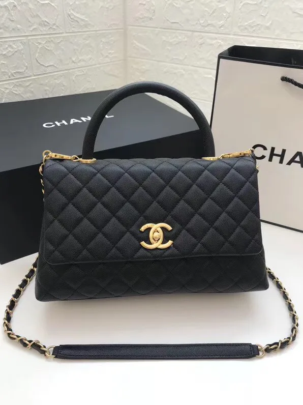 Knockoff Chanel flap bag with top handle A92991 black HY82fY84
