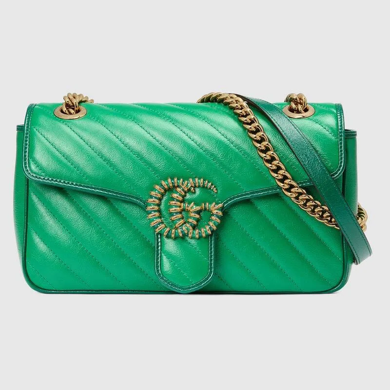 Gucci GG Marmont small shoulder bag 443497 Emerald green HY329yC28