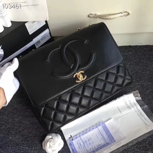 Knockoff Chanel Grained Calfskin & Gold-Tone Metal A91869 Black HY112iV87