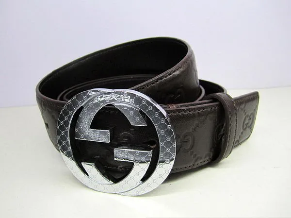 Imitation Gucci Belts GG028 Brown Silver HY598Xr29