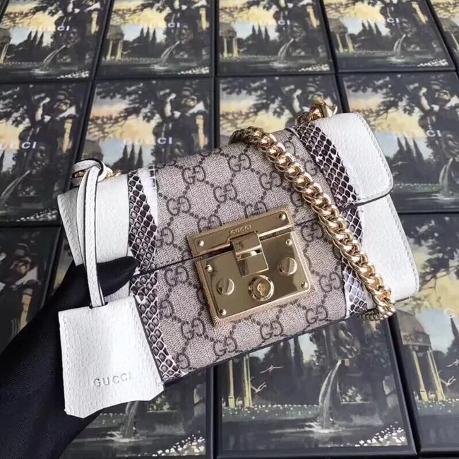 Gucci Padlock snakeskin small shoulder bag 432182 white HY19142wv88