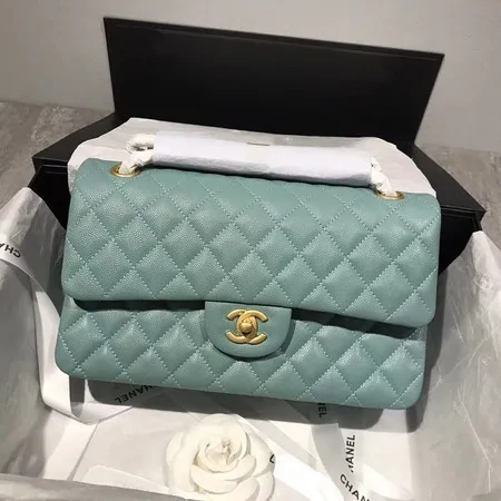 Knockoff Chanel Flap Shoulder Bag Original Caviar Leather CF1112 light green HY73cS18