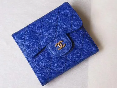 AAAAA Imitation Chanel Tri-Fold Wallet Cannage Pattern Leather A48981 Blue HY9196oT91