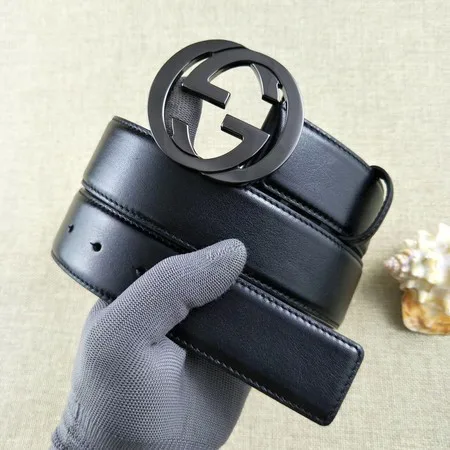 Gucci 38mm Leather Belt GG57049 Black HY16756uT54