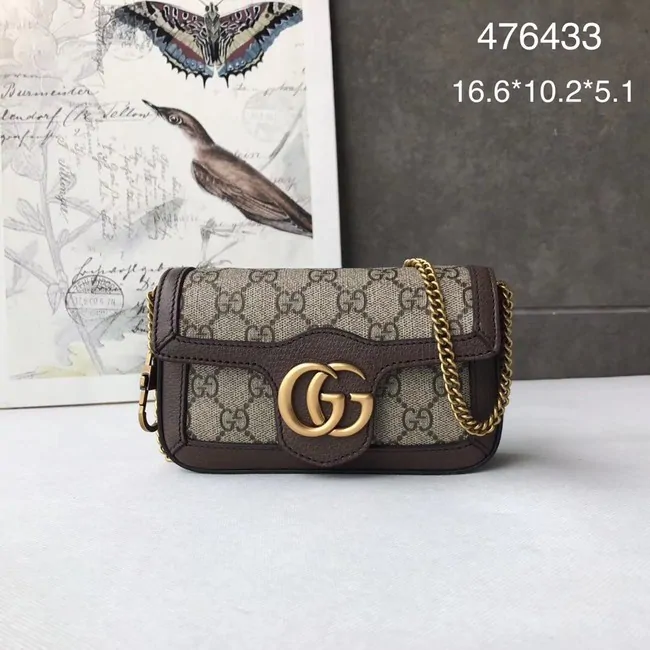 Gucci GG Supreme canvas 476433 Mini Shoulder Bag brown HY50Lp50