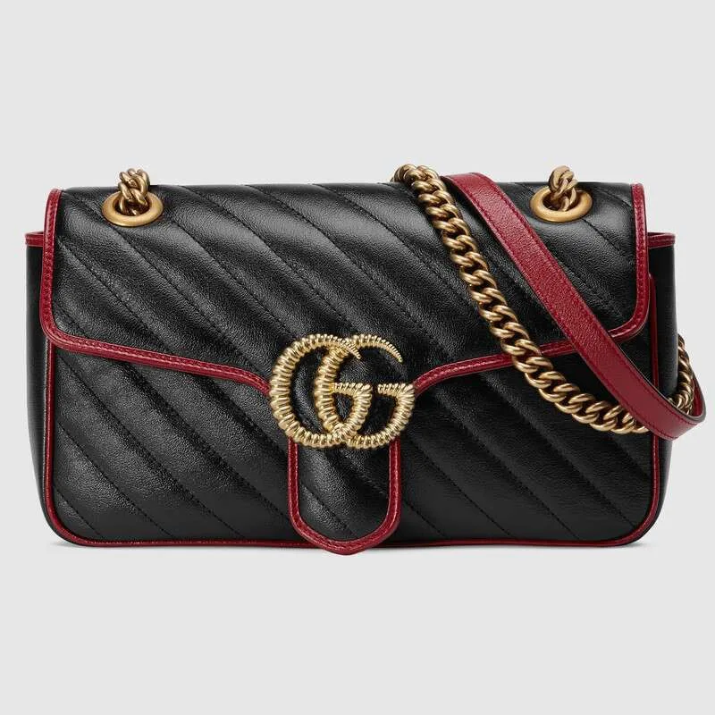 First-class Quality Gucci GG Marmont small shoulder bag 443497 black HY12073Sf41