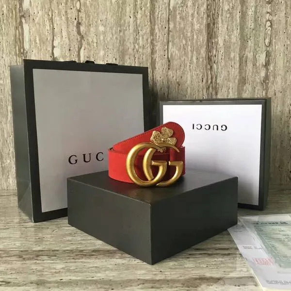 Gucci Suede Leather Belt 68848 Red HY17498hI90