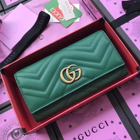 Top Gucci GG Marmont Continental Wallet 443436 Green HY19736yq38