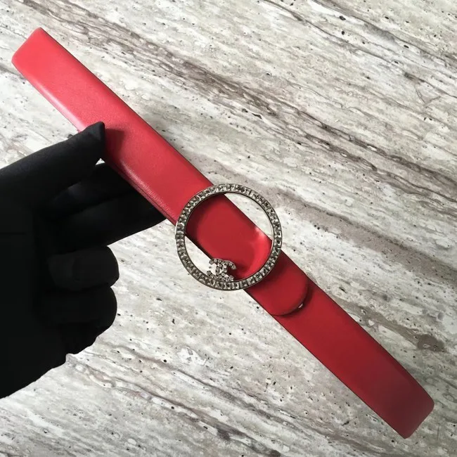 Luxury Chanel Original Calf leather Belt 56990 red HY19994Lv15