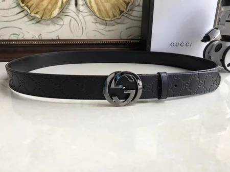 Fake Gucci 35MM Leather Belt 414526 Black HY16771QF99