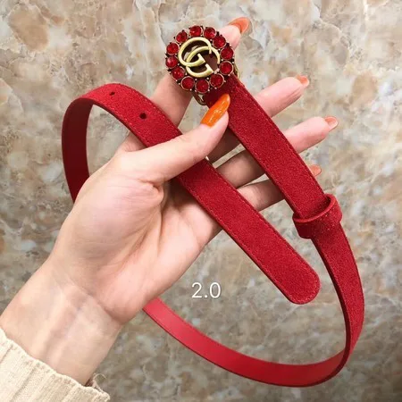 Gucci 2CM Leather Belt 414521 Red HY556rd58