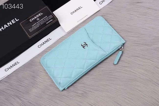 Chanel classic pouch Grained Calfskin& silver-Tone Metal A84402 light green HY26065Av26