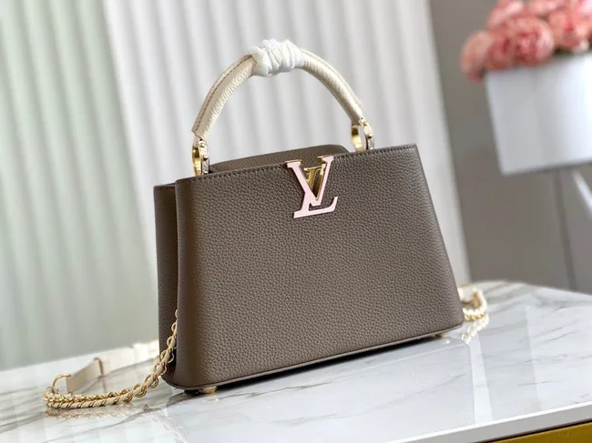Imitation Louis Vuitton CAPUCINES BB M57227 Smokey Brown Green HY159Fo38