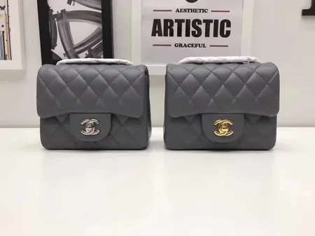 High Quality Imitation Chanel Classic MINI Flap Bag Original Sheepskin Leather A1115 Grey HY16811Vu82