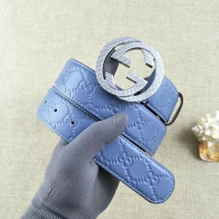 Knockoff Best Gucci 38mm Leather Belt GG57099 Blue HY646sm35