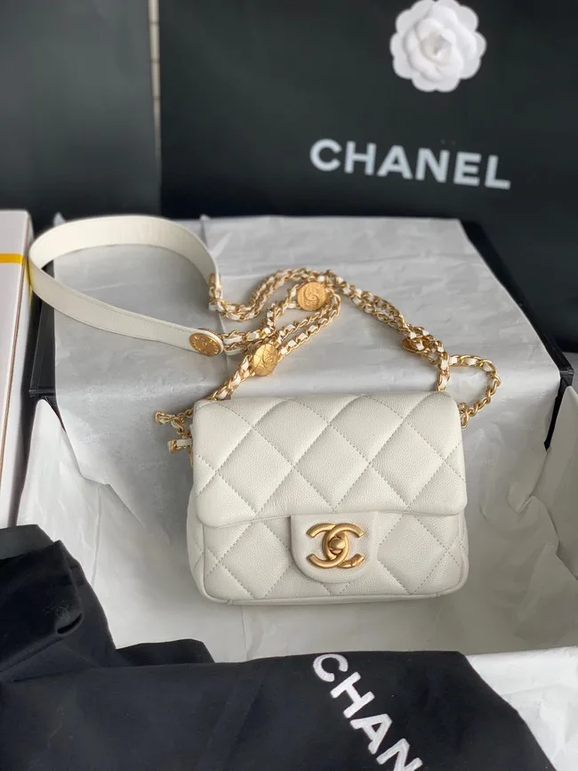Imitation 1:1 Chanel MINI FLAP BAG AS3368 white HY128LT32