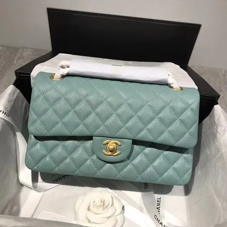 Knockoff Chanel Flap Shoulder Bag Original Caviar Leather CF1112 light green HY73cS18