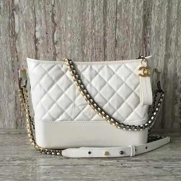 Chanel Gabrielly Calf Leather Shoulder Bag 93824 White HY172np57