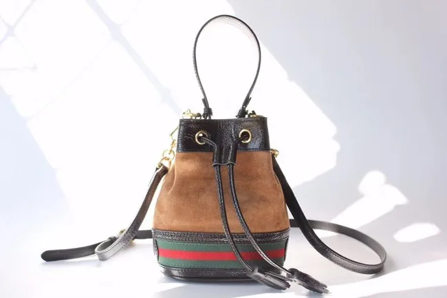 Gucci Rajah mini bucket bag 550620 Chestnut suede HY216mm78