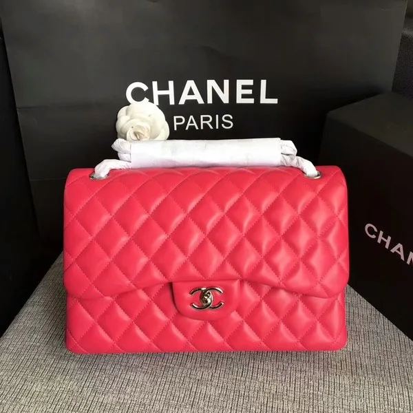 Chanel Flap Shoulder Bags Pink Original Lambskin Leather CF1113 Silver HY97Il41