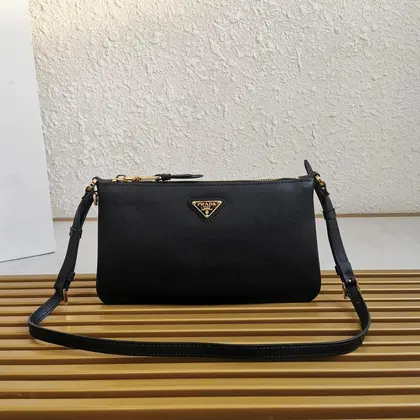 Prada Leather Shoulder Bag Black — Prada Handbags sample