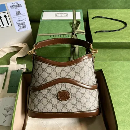 Gucci Handle Women’s Cowhide Handbag with GC Like Auth Logo Pattern 25x21cm — Gucci Handbags sample