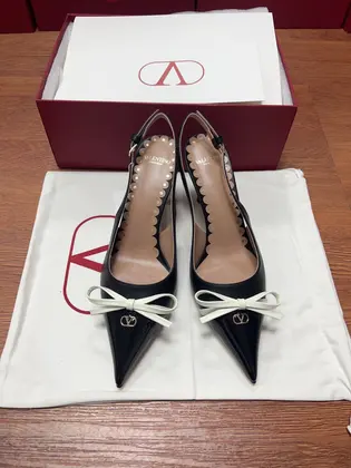 Valentino Women Black Patent Leather Bow Slingback Pumps — Valentino Handbags sample