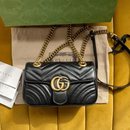 Gucci Marmont Like Auth Luxury Women’s Black Handbag 22cm — Gucci Handbags sample