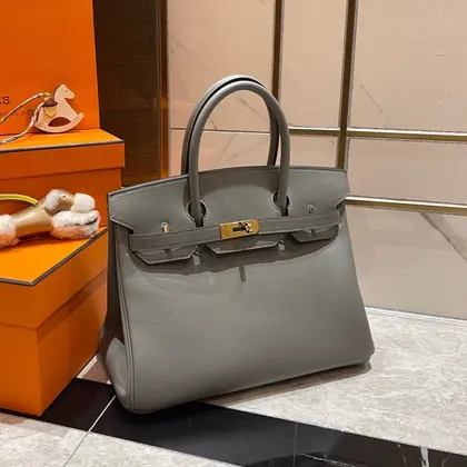 HN 30cm Grey Swift Leather Gold Hardware — Hermès Handbags sample