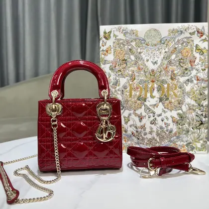 Dior Lady Mini Super Quality Women’s Handbag, Glossy Red, 17cm — Dior Handbags sample