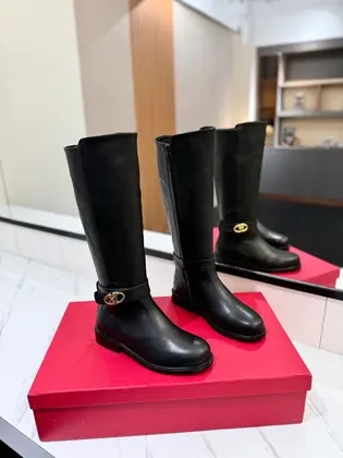 Valentino Women Black Leather Knee High Boots — Valentino Handbags sample