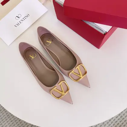 Valentino Women Pink Leather Pointed Flats — Valentino Handbags sample