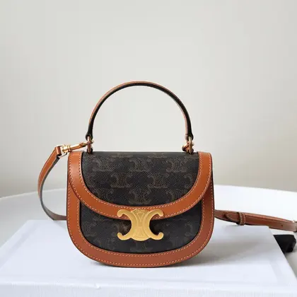 Celine Mini Handle Replica 11 Crossbody Handbag Brown Strap 15.5x11cm — Celine Handbags sample