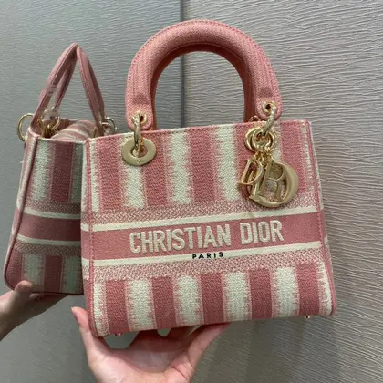 Dior Lady D-Lite Handbag Pink 24cm — Dior Handbags sample