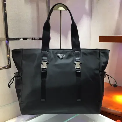 Shopping Bag 40 in Black Nylon Fabric — Prada Handbags sample