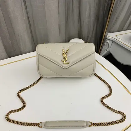 YSL Loulou medium in Matelassé Lambskin White — Saint Laurent Handbags sample