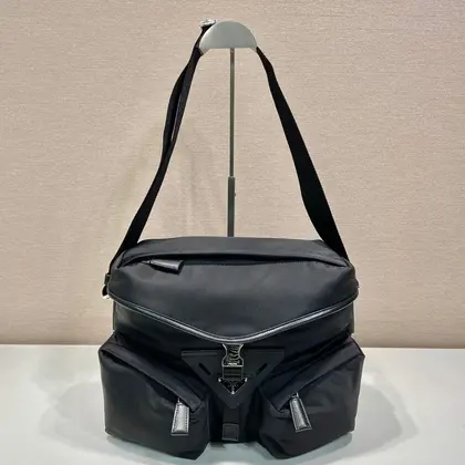 Crossbody Bag 29 in Black Re-nylon and Calfskin Trim — Prada Handbags sample