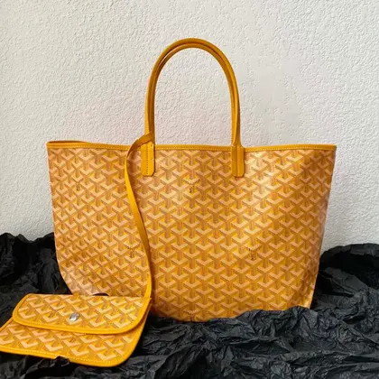 Goyard Yellow Goyardine Canvas & Chevroches Calfskin Saint Louis PM Tote — Goyard Handbags sample