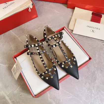 Valentino Women Black Leather Studded Flats — Valentino Handbags sample