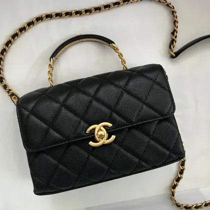 Chanel Handle Woman’s Handbags Demi Lock Gold With Leather 19cm — Chanel Handbags sample