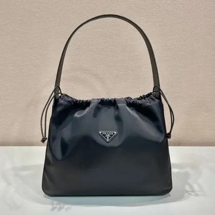 Large Drawstring Bag 37 in Black Re-nylon — Prada Handbags sample