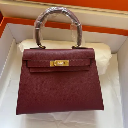 HN Mini 20 Bag in Garnet Red with Gold Hardware — Hermès Handbags sample