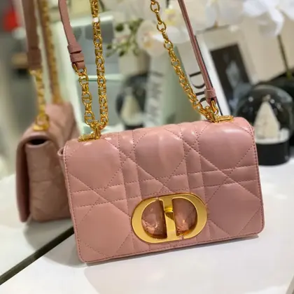 Dior Pink Plaid Super Quality Women’s Handbag with Gold Lock 25cm — Dior Handbags sample